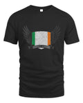 Womens Ireland Flag Shield - Irish Pride Vintage Wings Graphic V-Neck T-Shirt