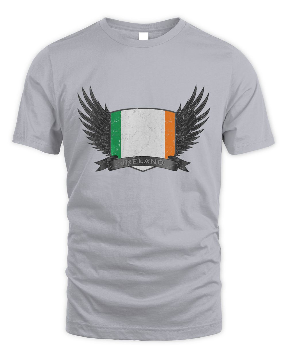 Women’s V-neck t-shirt in sport grey with Ireland shield and wing graphic