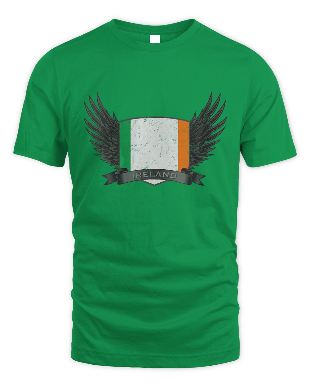 Women’s V-neck t-shirt in Irish green with Ireland shield and wing graphic