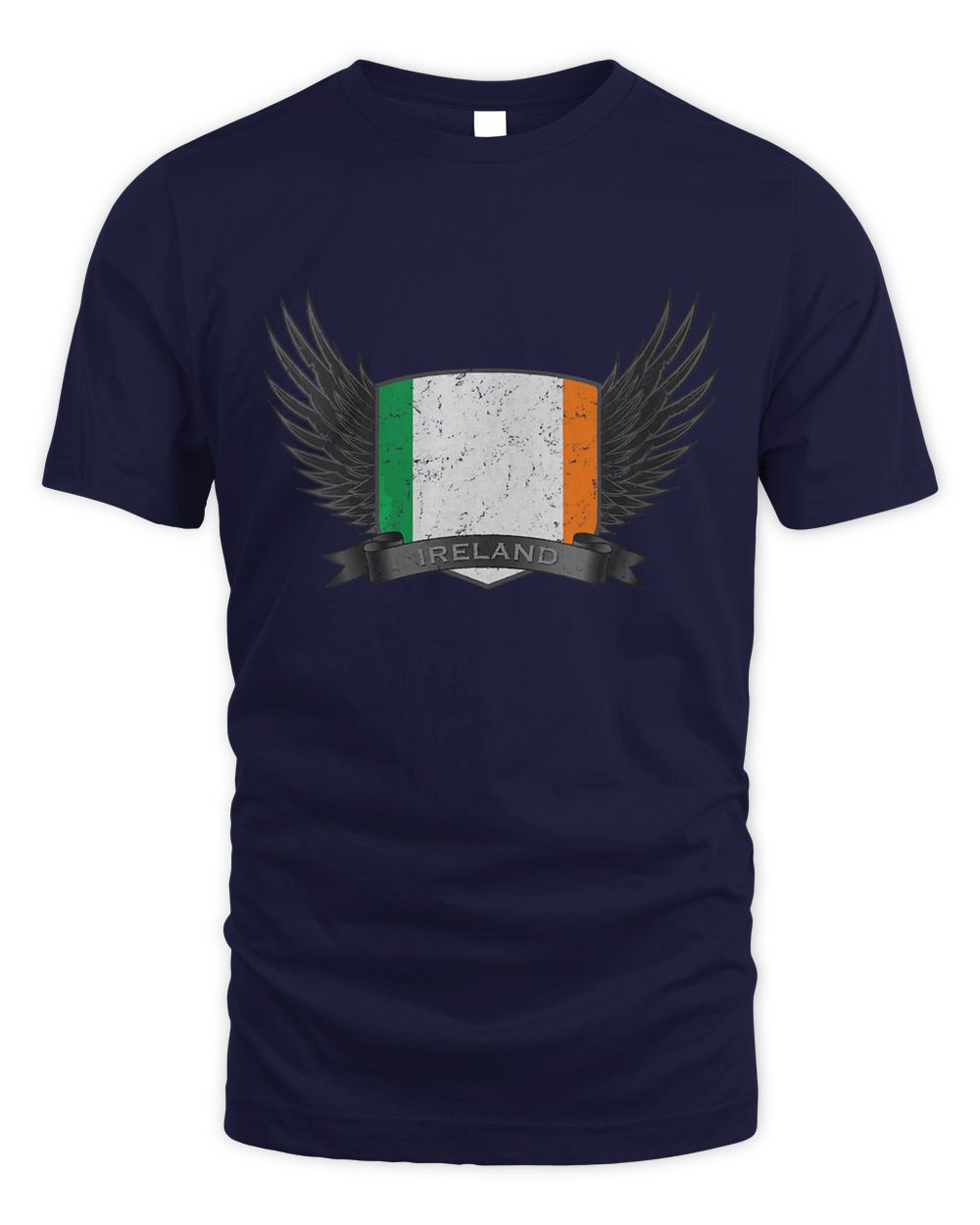 Women’s V-neck t-shirt in navy with Ireland shield and wing graphic