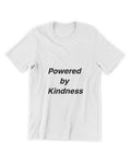 White crew-neck T-shirt with black motivational slogan centered on front