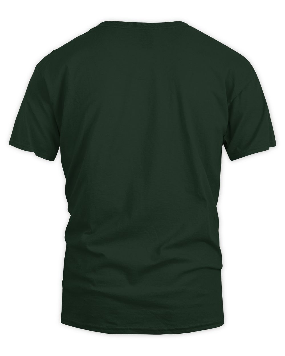 Forest green short-sleeve T-shirt, crew neck; plain back view.