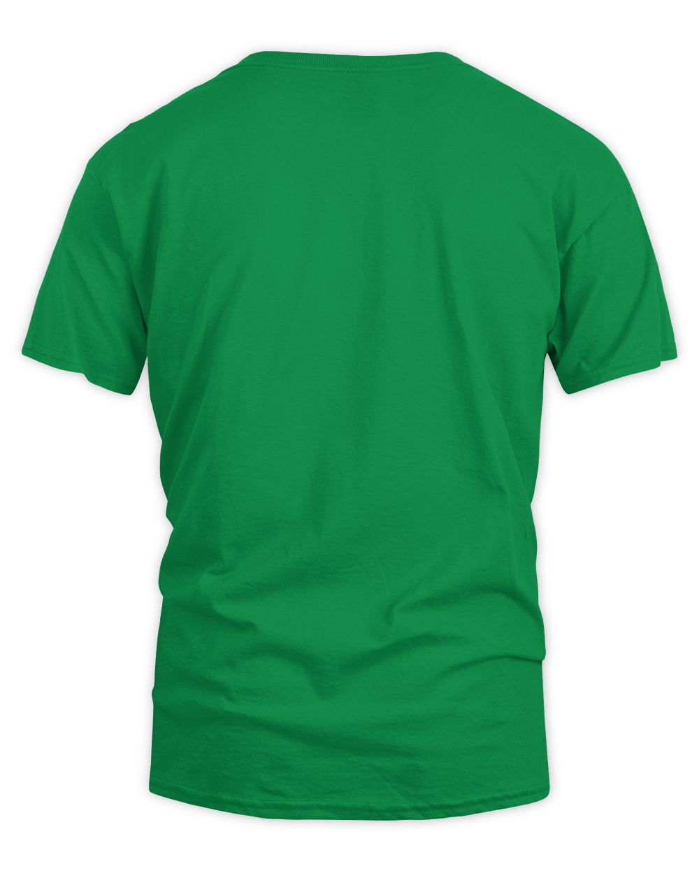 Irish green short-sleeve T-shirt, crew neck; plain back view.