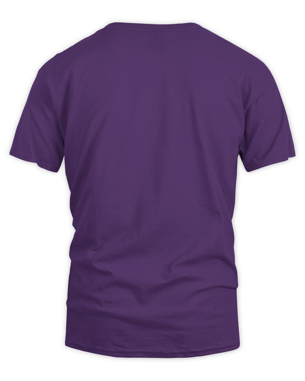 Purple short-sleeve T-shirt, crew neck; plain back view.