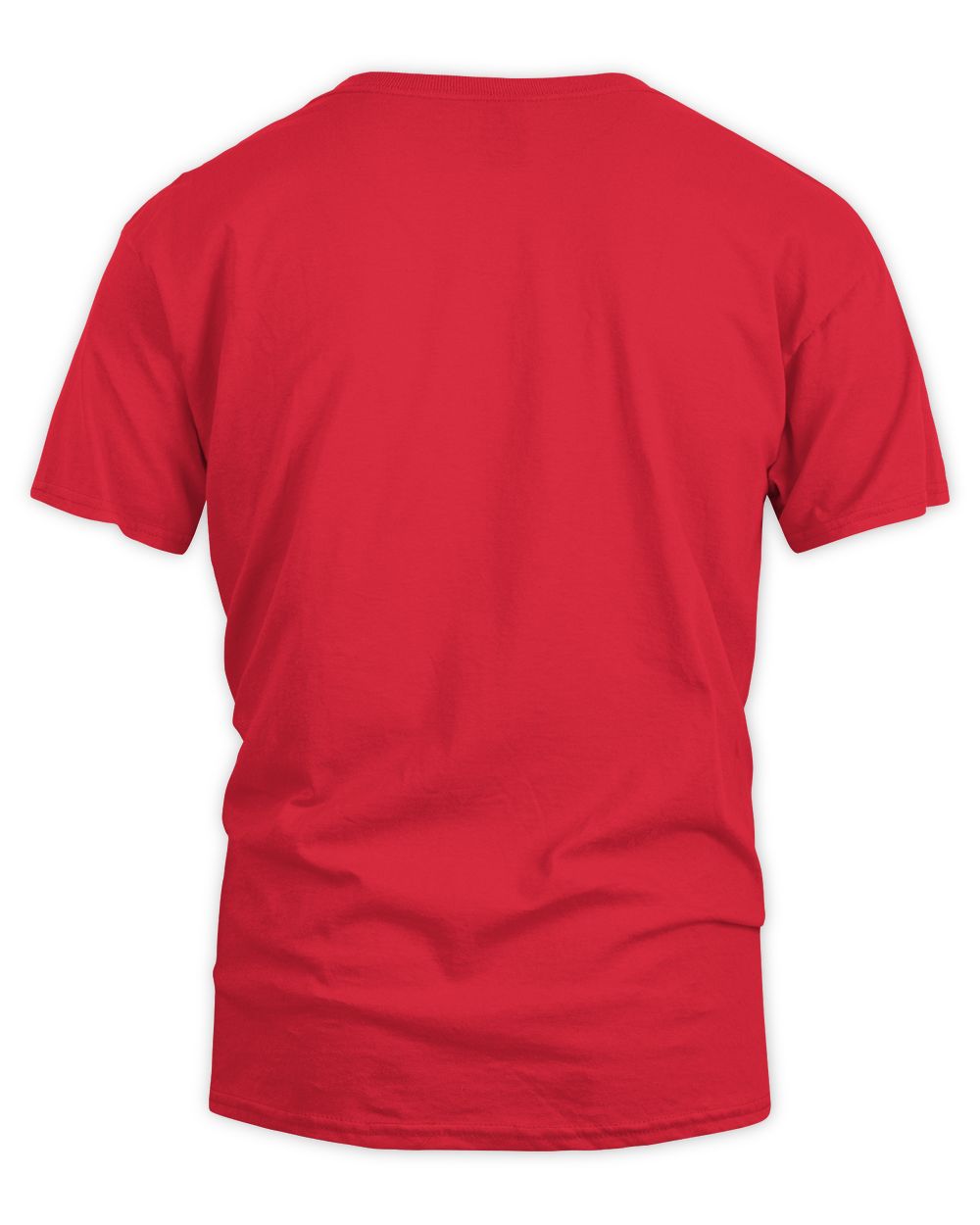 Red short-sleeve T-shirt, crew neck; plain back view.