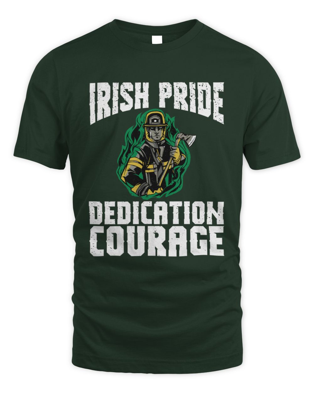 Forest green St. Patrick's Day graphic T-shirt with Irish Pride Dedication Courage print