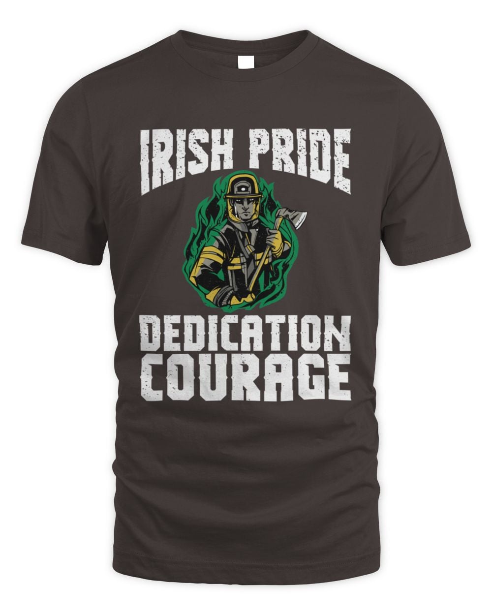 Dark chocolate St. Patrick's Day graphic T-shirt with Irish Pride Dedication Courage print