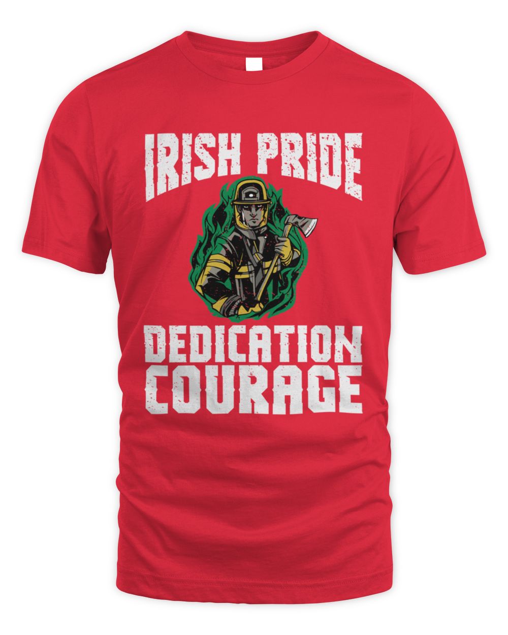 Red St. Patrick's Day graphic T-shirt with Irish Pride Dedication Courage print