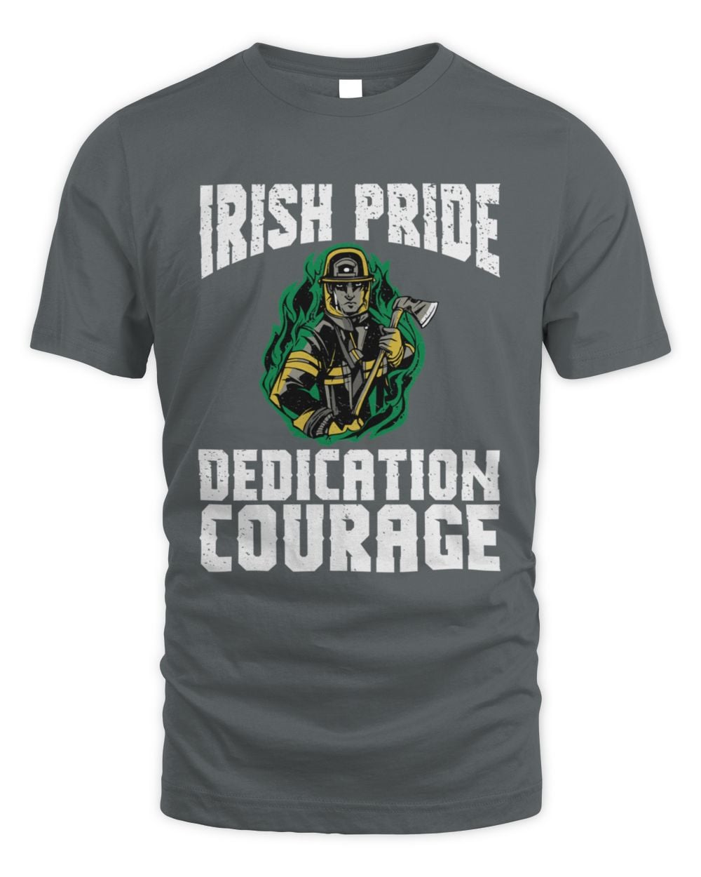Charcoal St. Patrick's Day graphic T-shirt with Irish Pride Dedication Courage print