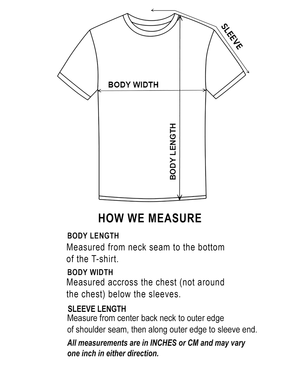 Black T-shirt flat sketch with Celtic circular graphic; measurement guide marks