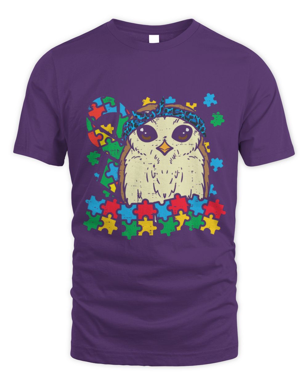 Funny Autism Awareness Owl Pet Leopard Bandana Puzzle Cute Autism Awareness Girls Women