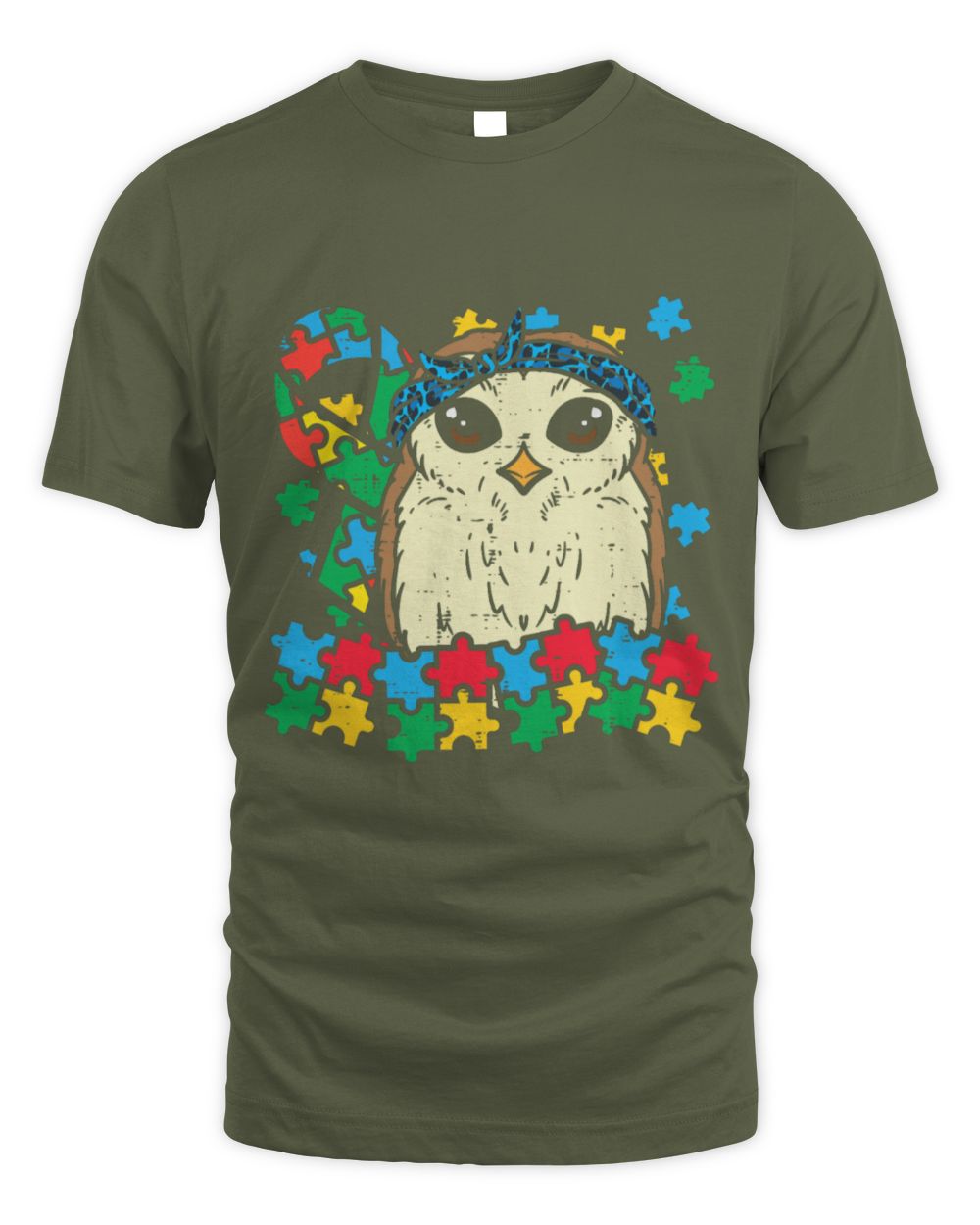 Funny Autism Awareness Owl Pet Leopard Bandana Puzzle Cute Autism Awareness Girls Women