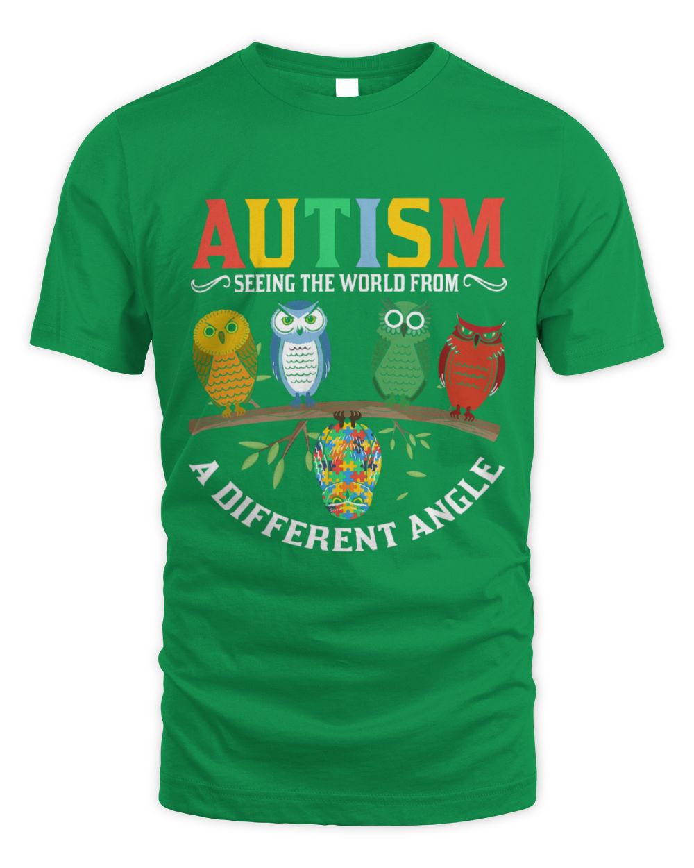 Funny Autism Awareness Owl Color Puzzles Autism Awareness tee Kids Men Women