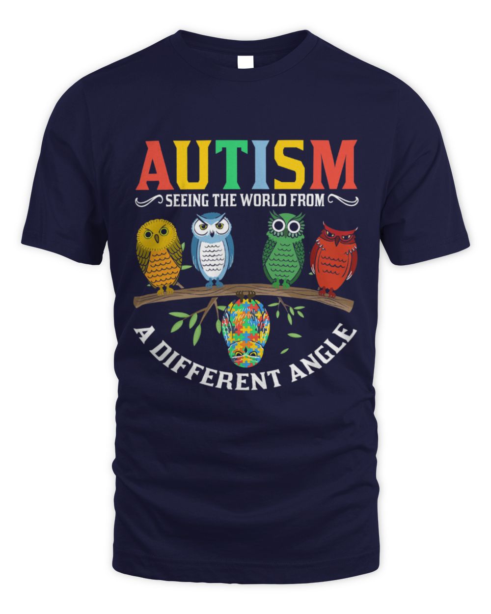 Funny Autism Awareness Owl Color Puzzles Autism Awareness tee Kids Men Women