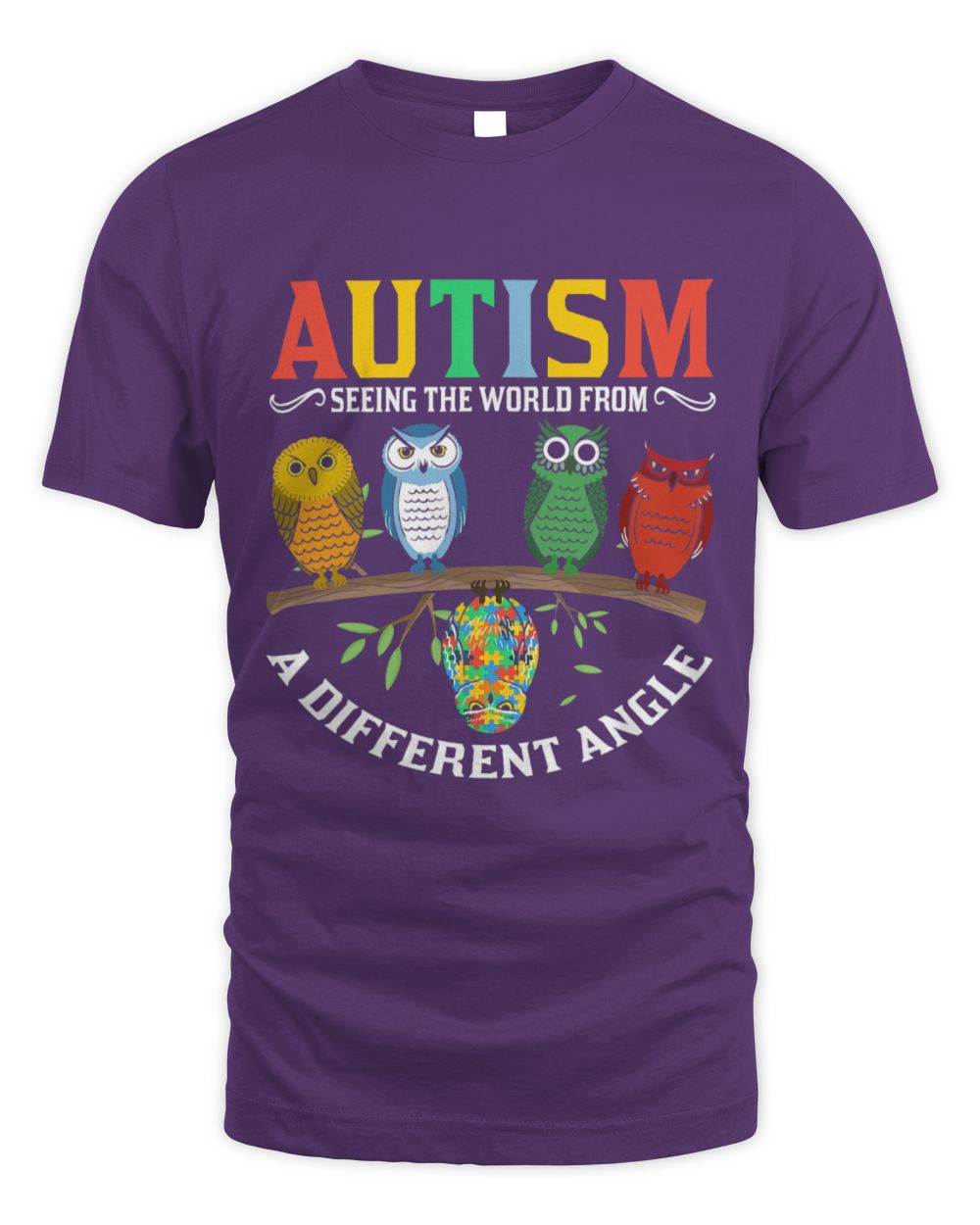 Funny Autism Awareness Owl Color Puzzles Autism Awareness tee Kids Men Women