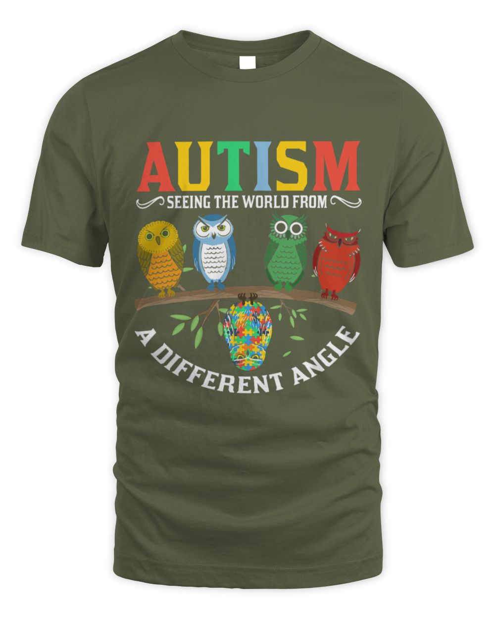 Funny Autism Awareness Owl Color Puzzles Autism Awareness tee Kids Men Women