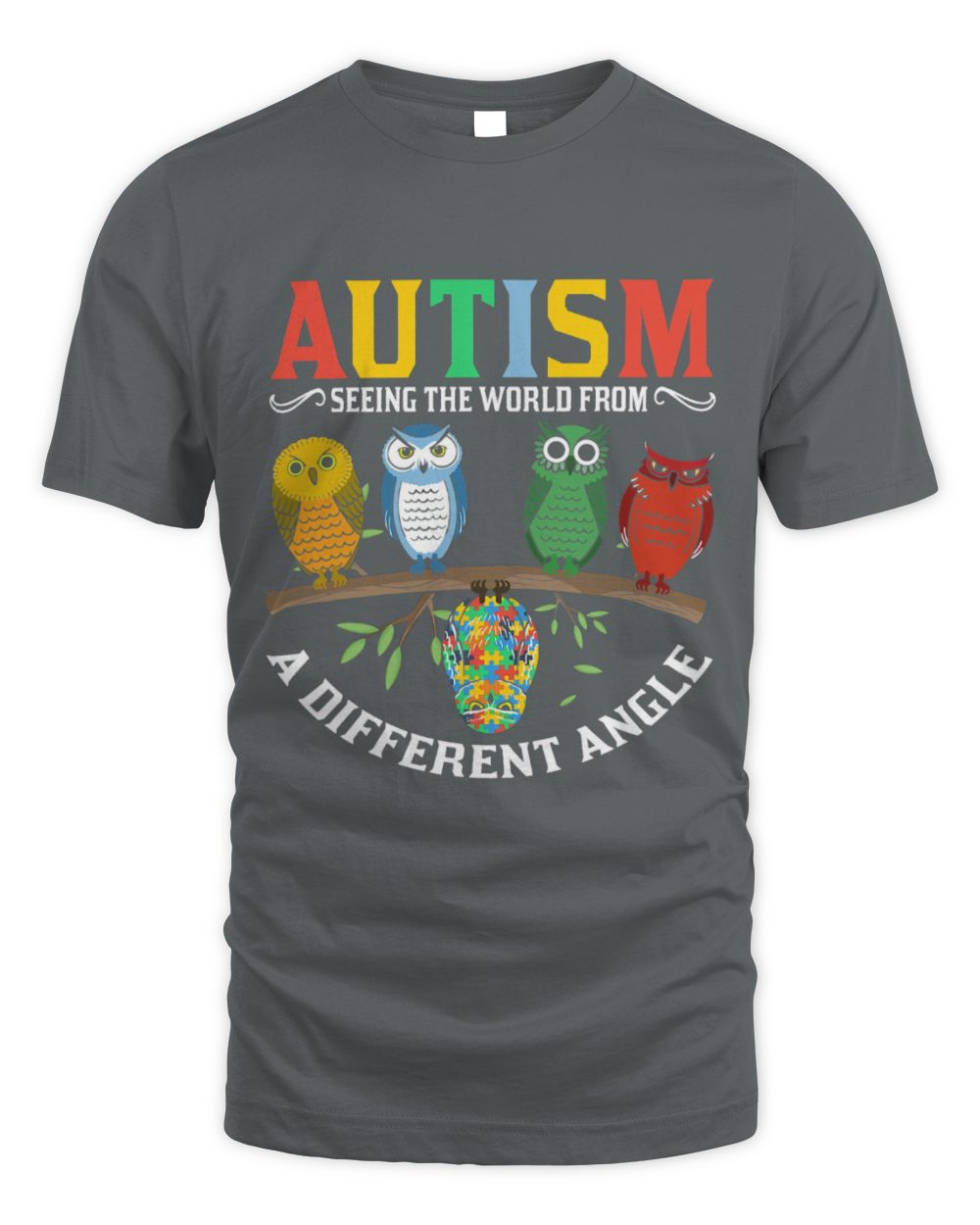 Funny Autism Awareness Owl Color Puzzles Autism Awareness tee Kids Men Women